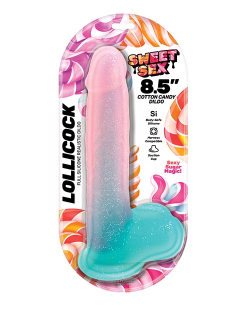 Sweet Sex 8.5&Prime; Lollicock Cotton Candy Dildo – Multi Color