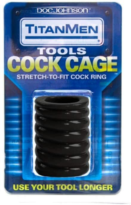 Doc Johnson TitanMen Cock Cage Use as Cock Ring or Ball Stretcher – Black