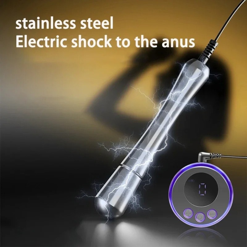 Men Electric -E-Stim Silicone Anal Butt Plug Sex Shock Prostate Massager Dildo gallery