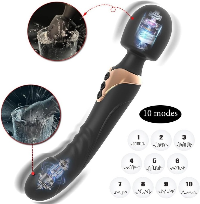Double Head Shock AV Vibrator Stick G-Spot Massager Dildo Sex Toys For Women