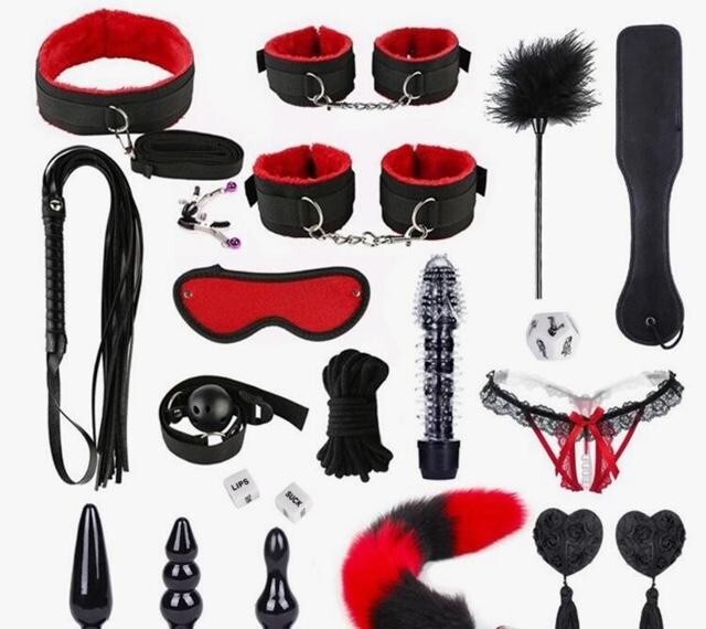 BondageBDSM Kit Fetish 20Pcs Set Adult Sex Toy for Couple Anal Clamps Cuffs