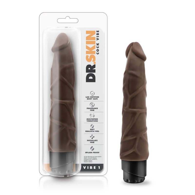 Dr. Skin Black Realistic Vibrating Dildo Dong Vibe Sex-toys for Women Couples gallery