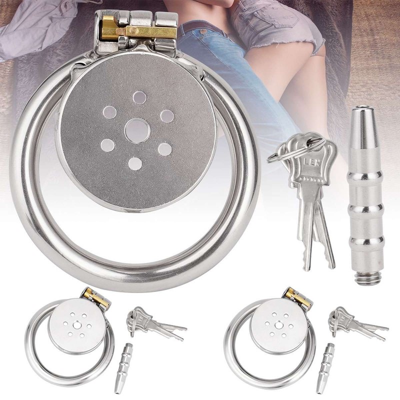 Male Chastity Device Flat Stainless Steel Super Small Cage Ring Lockdown Parts gallery