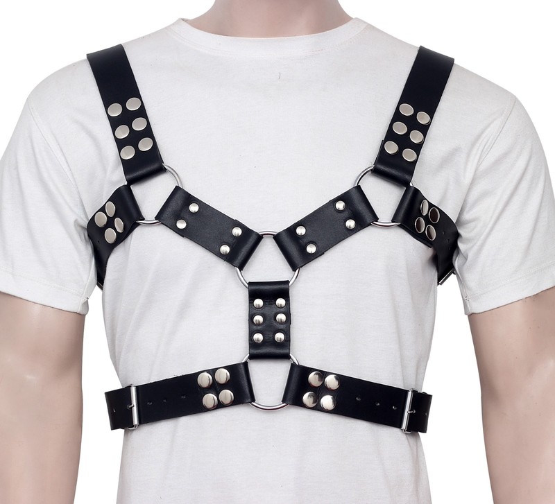 Mens Premium Leather Body Harness Belt Chest Shoulder Harness Strap Gay Clubwear