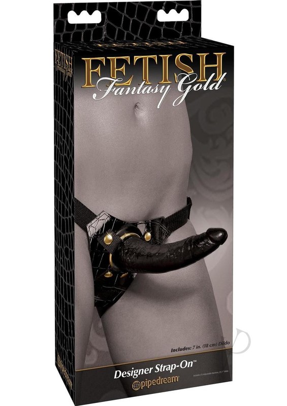 Fetish Fantasy Gold Designer Strap-On 7in – Black/Gold