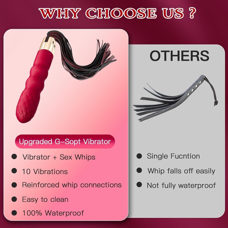 Vibrating Sex Whip Sexy Toys - BDSM Whip Sex Bondage with 10 Vibrations Adult To gallery