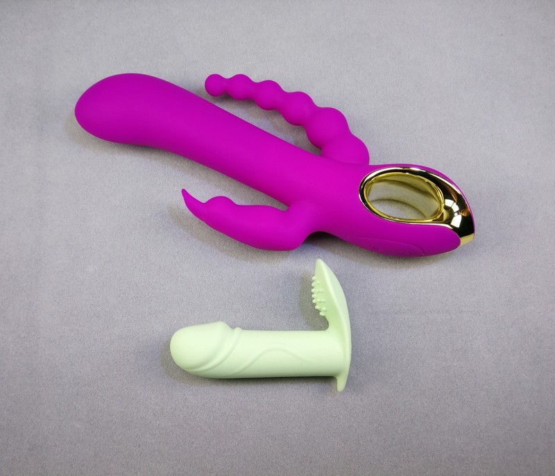 Set of 2 Triple Stimulation Vibrator G-Spot Dildo Rabbit Adult Sex Toy Massage
