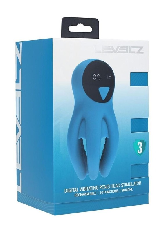Levelz Digital Vibrating Silicone Rechargeable Penis Head Stimulator with Tentac