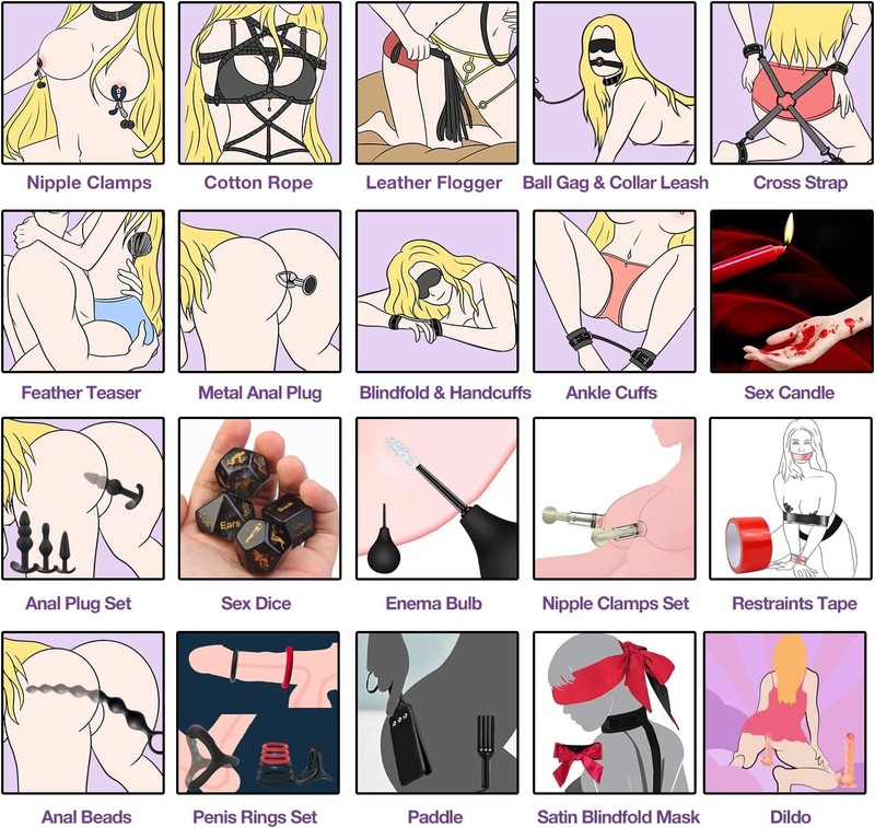 Sex Toys BDSM Restraints Dildo,36 Pcs Kit Bondage Gear and Accessories for Adult gallery