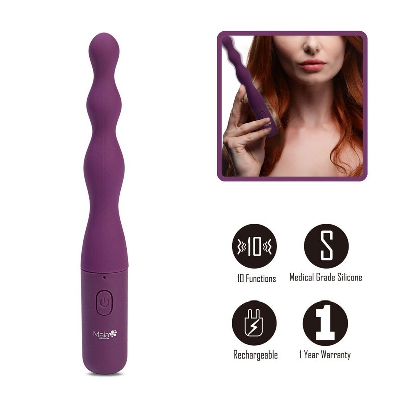 Maia Toys Rechargeable Dani Silicone Beaded Anal Vibrator Beads Butt Plug