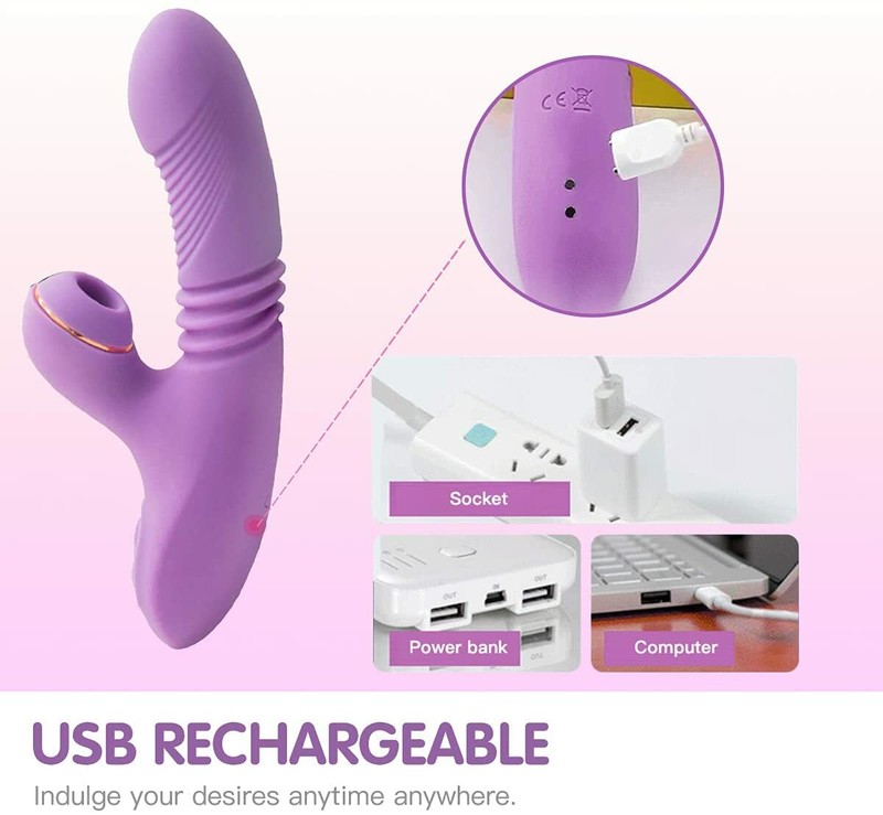4IN1 Thrusting Dildo Vibrator with Heated Rotating Sucking Sex Toy Rabbit Dildos gallery