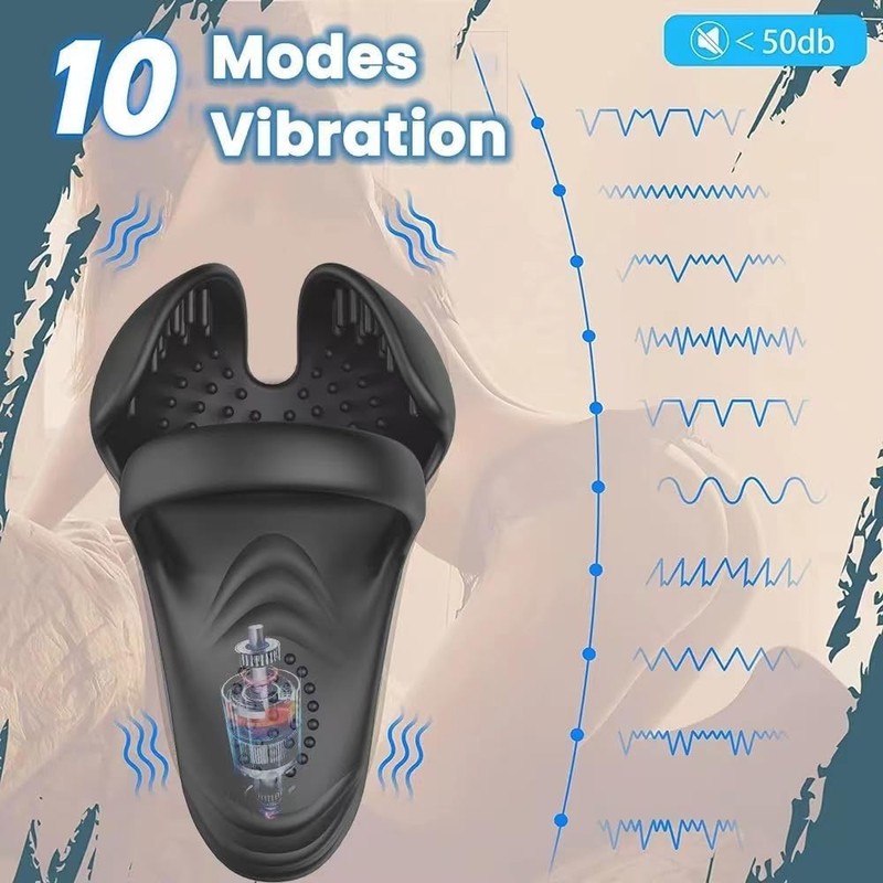 Male Masturbator Vibrating Cock Ring Balls Sex Toy Men Testicle Stimulator Dick gallery