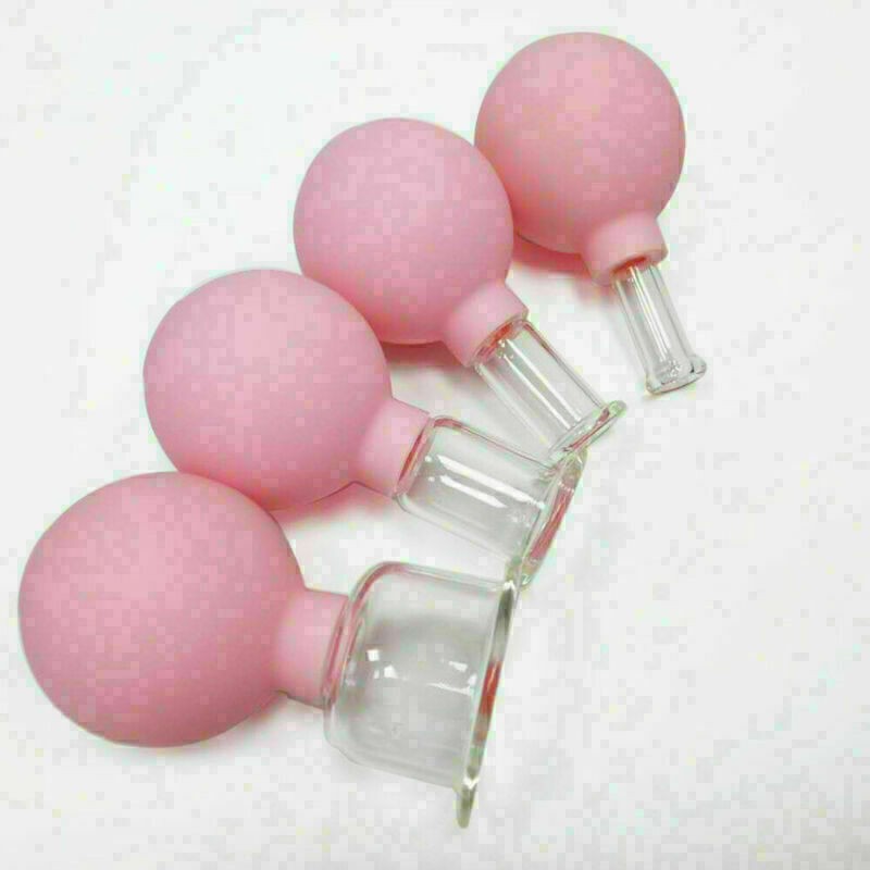Set 4 Cups Anti-Cellulite Facial Massage Cupping Set Vacuum Glass Cups Silicone