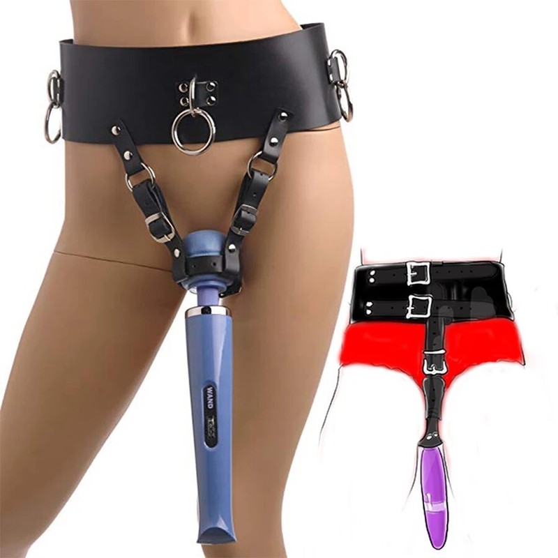 Strap-on Forced Orgasm Belt Female Chastity Belt Wand Holder Bondage Sex toy
