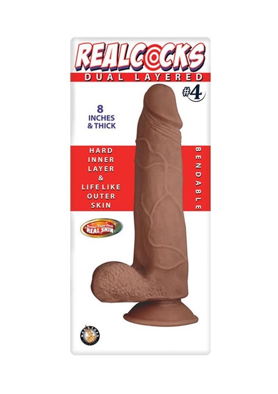 Realcocks Dual Layered #4 Bendable Thick Dildo 8in – Caramel
