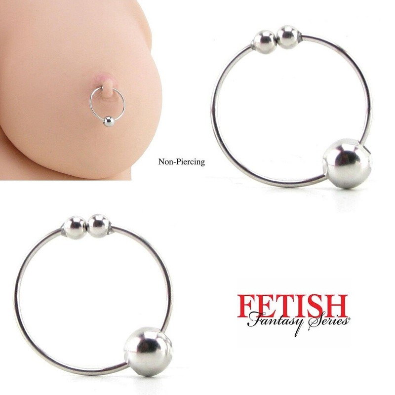 Nipple Bull Rings Clamps Set Silver Body Jewelry NON-PIERCING Fetish Fantasy