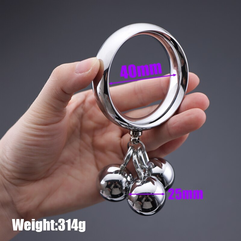 Heavy Double Beads Weight Penis Ring 40/45/50mm Cock Ring Stretcher Ball