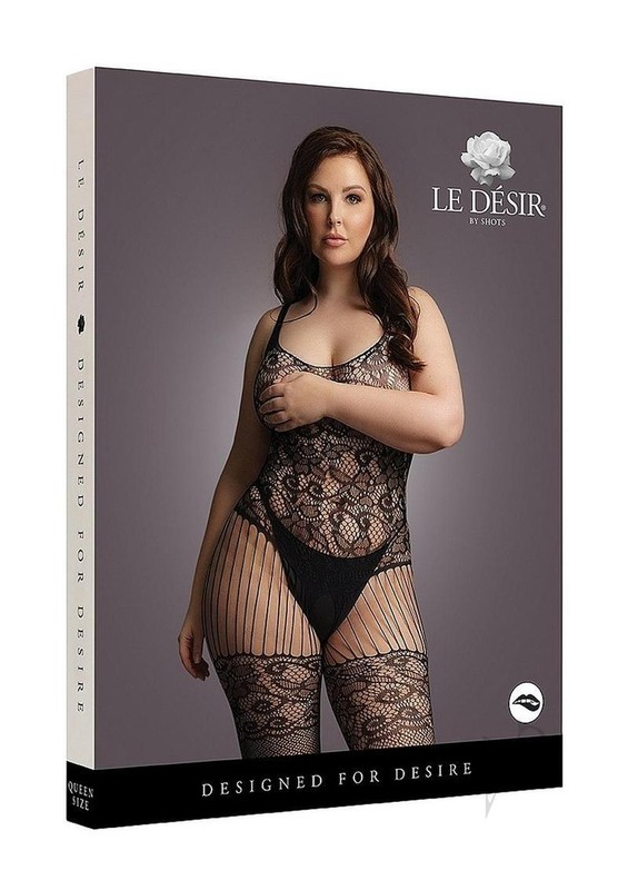 Le Desir Lace and Fishnet Bodystocking – Queen – Black