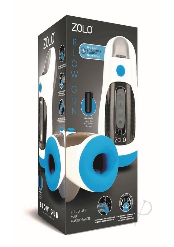 Zolo Blow Gun Rechargeable Silicone Masturbator – White/Blue