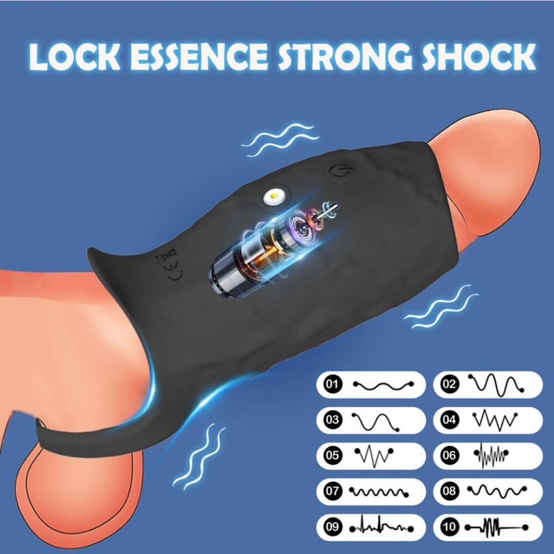 Vibrating Cock-Ring-Girth-Enlarger-Penis-Extender-Sheath-Sleeve-Men Sex Toys gallery