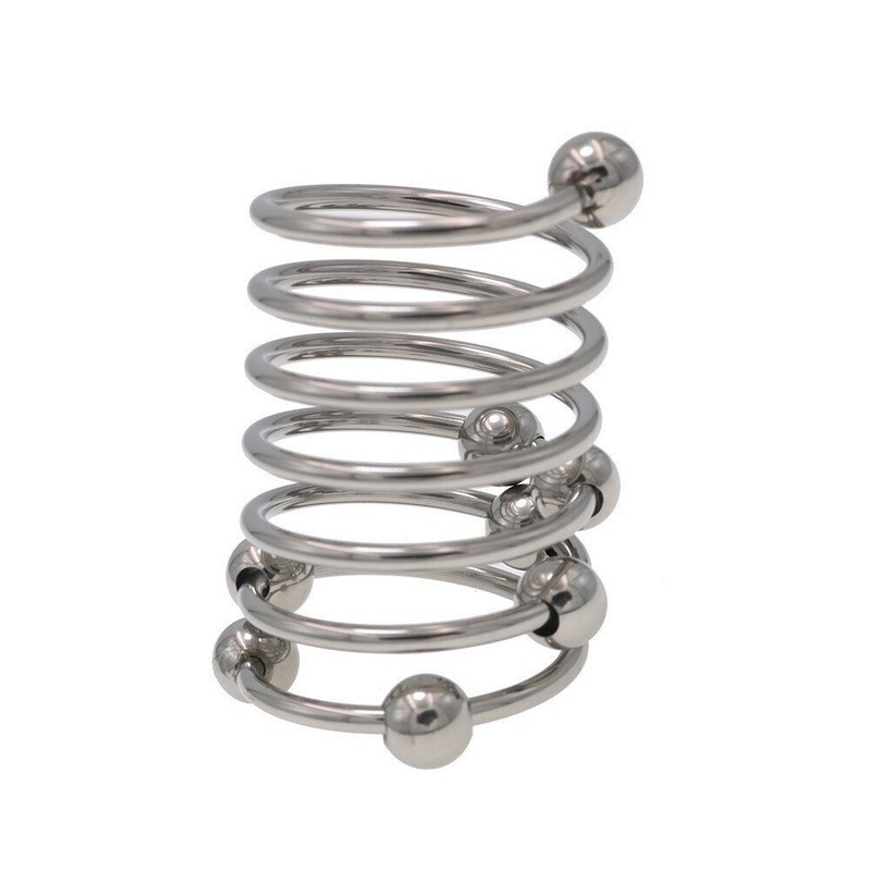 Stainless Steel Penis Ring Long Crystal Sleeve Wave Cock Ring Penis Stretcher