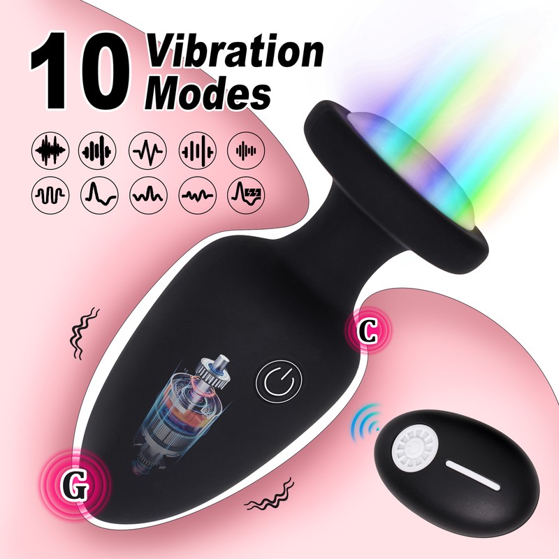 Vibrating Butt Plug Anal Plug With Flashing Light Base Anal Sex Toys For Women gallery