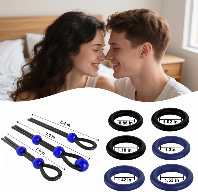 Dark Blue Adjustable Cock Rings for Men Easy to Clean Waterproof Design gallery