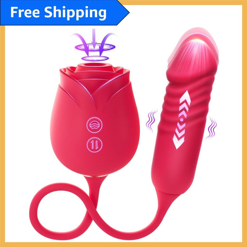 Waterproof Rose Dildo with Thrusting & Sucking – Perfect for Solo & Partner Play