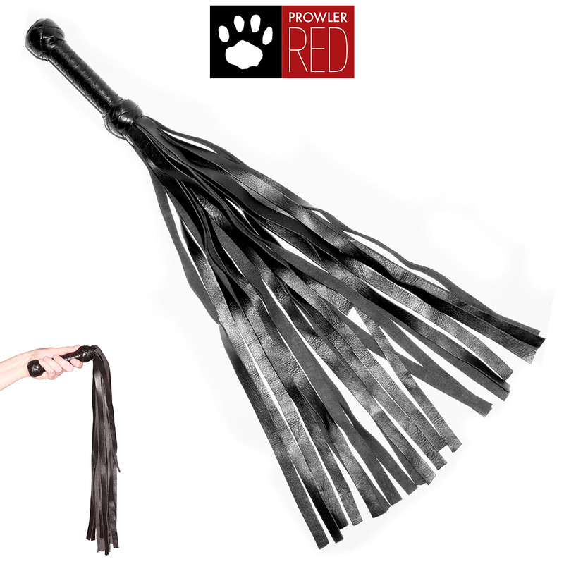 Flogger Prowler Red Soft Black Leather Flexible Braided Handle Whip