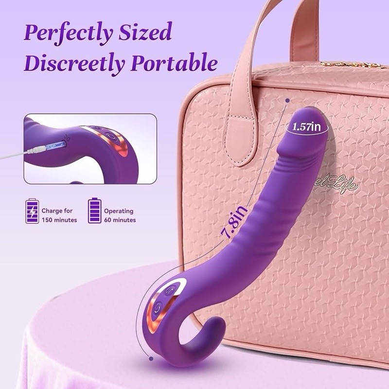 Curved 7-Thrusting 7-Vibrating Dildo Sex Toy 7.8” In G Spot Vibrator App Control gallery