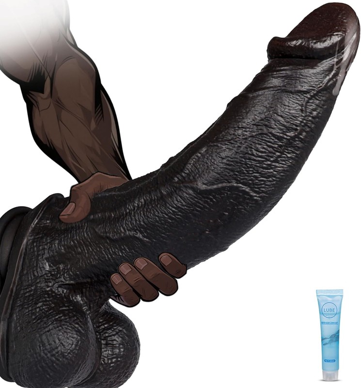 12 Inch Realistic Black Dildo Sex Toy - 2.4" Diameter BBC Big Huge Thick Dildo w