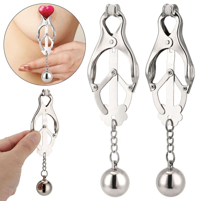 BDSM Bondage Sex Toy Breast Nipple Clamps Clitoris Clips Weights Ball Unisex US