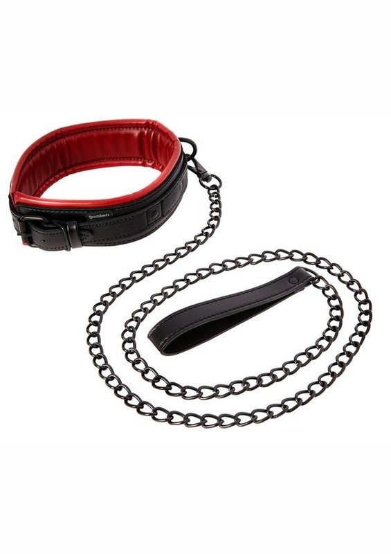 Sportsheets Saffron Adjustable Collar & Leash Red/Black
