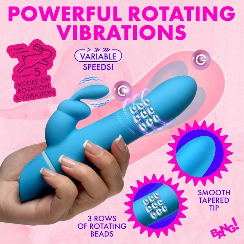 Bang! Rotating Beads Silicone Rabbit Vibrator – Dual Motor Gyrating Shaft gallery