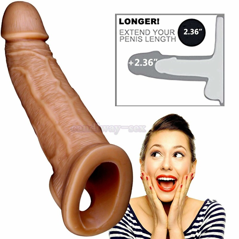 Reusable Male Penis Sleeve Sheath Realistic Man Dong Dick Extension Extender Big