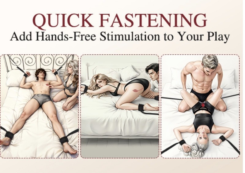 Bed Restraint Kit & Wearable Vibrating Panty Remote/App Control Set gallery