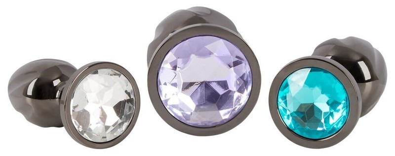 3 Butt Plug Metal Kit with Gem Anal Training Various Sizes and Weights gallery