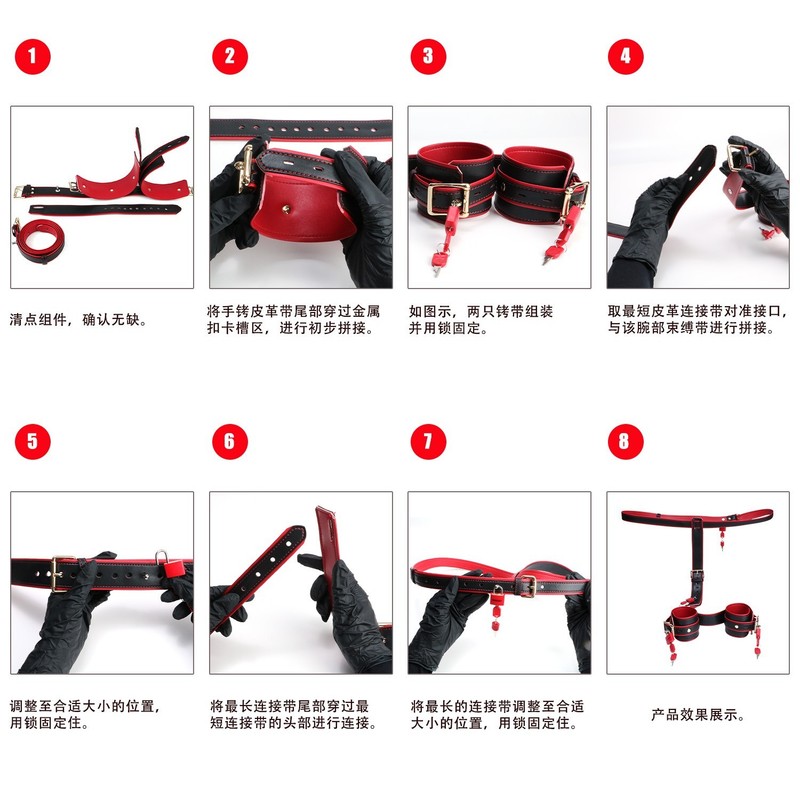 Restraint Straps Sex Toys Set BDSM With Lock Bondage Kit Shoulder-Wrist Collar gallery