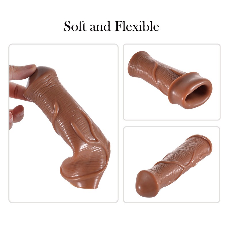 Male-Cock-Enlarger-Enhancer-Penis-Extension-Extender-Sheath-Sleeve-Sex-Toys-US gallery