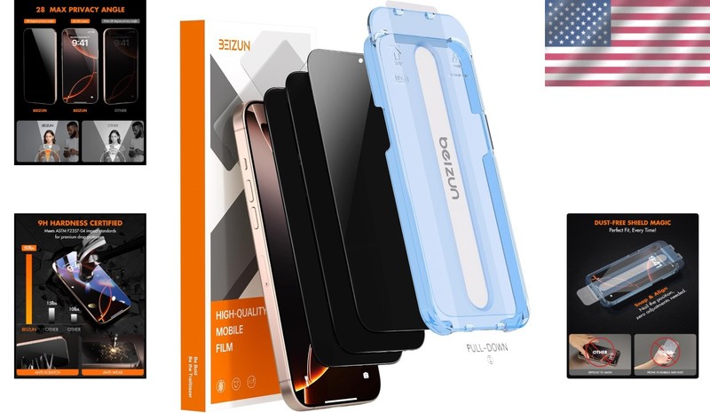 Auto Align Kit Privacy Screen Protector for iPhone 15 Plus 16 Plus Easy Install gallery