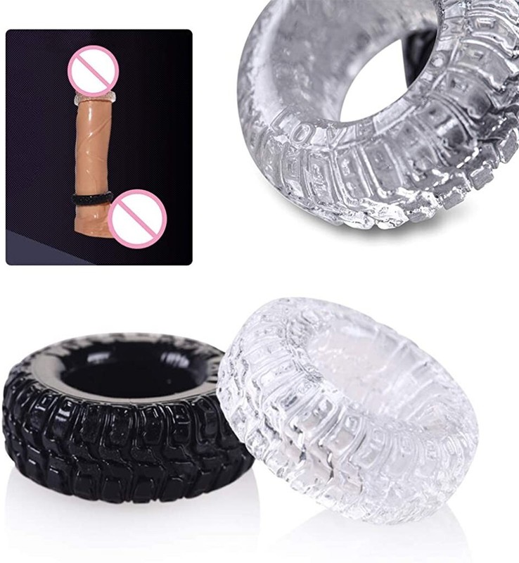 2x Turbo Cock Ring Clear/Black Erection Bigger Penis Adult Mens Sex Toy Enlarge+ gallery