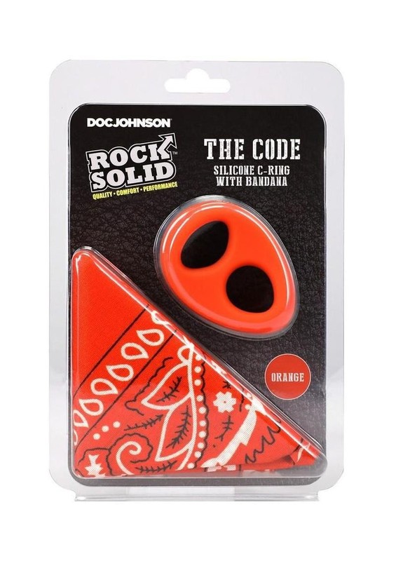 Rock Solid The Code Silicone Cock Ring with Bandana – Orange/Black