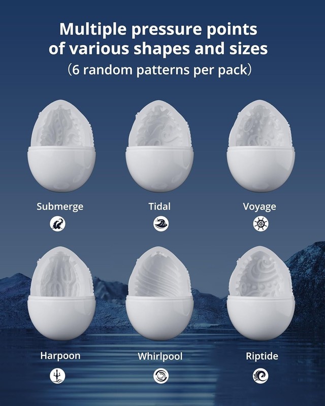 Compact Male Masturbator Egg Set 6 Different Patterns Waterproof Pleasure Toys gallery