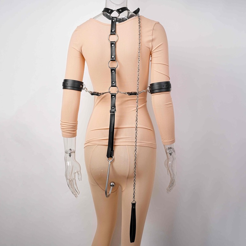 A set BDSM Sex Toys PU Leather Collar Neck Bondage Kit Anal Hook Metal Butt Plug