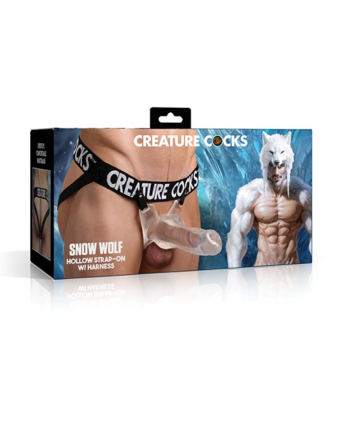 Creature Cocks Snow Wolf Hollow Strap-On w/Harness, 2&Prime; Tip & Body-Safe