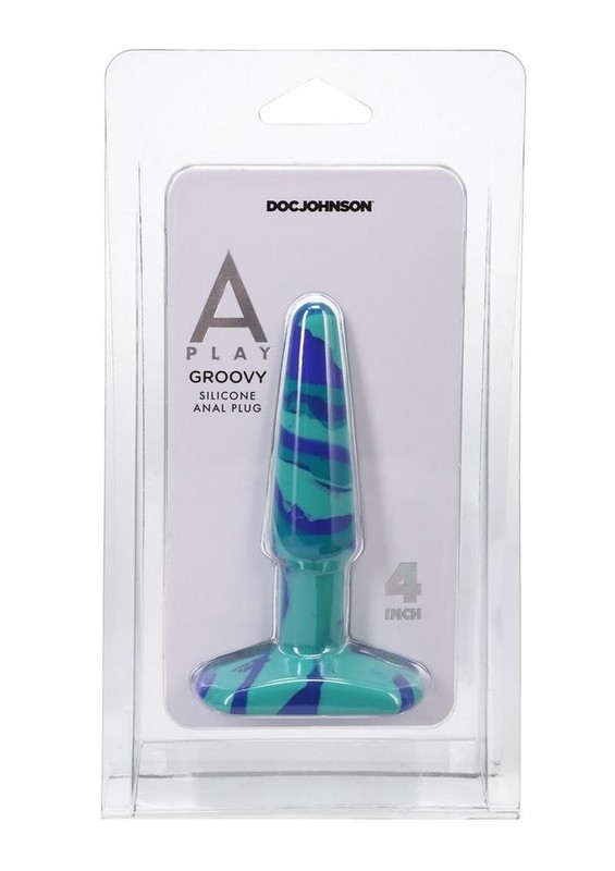 A-Play Groovy Silicone Anal Plug 4in – Blue