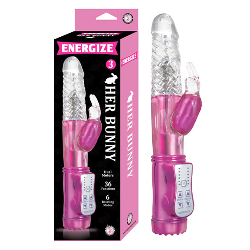 Energize Her Bunny 3 Luv Touch Powerful Rabbit Vibe Waterproof -Pink Sex Toy