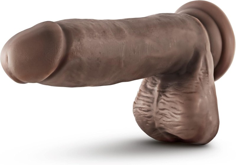 Eden 7 » Realistic Self Lubricating Dildo with Balls and Suction Cup _ Brown