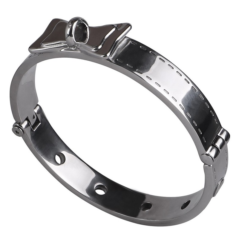 Bondage Stainless Steel Slave Neck Collar w/ Leash Chain BDSM Restraint Shackle gallery