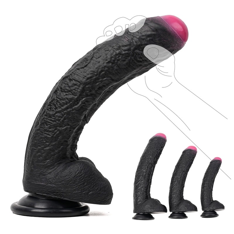 3 Sizes Silicone Realistic Black Dildo Vagina Anal Massager Women Men Sex Toys gallery